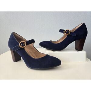 Söfft Navy Suede Mary Jane Heels 7M | Vintage-Inspired Block Heel Round Toe